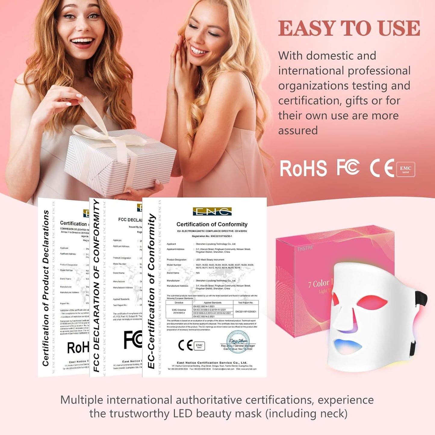 7-Color LED Facial Mask – Light Therapy for Face & Neck, 309 LEDs