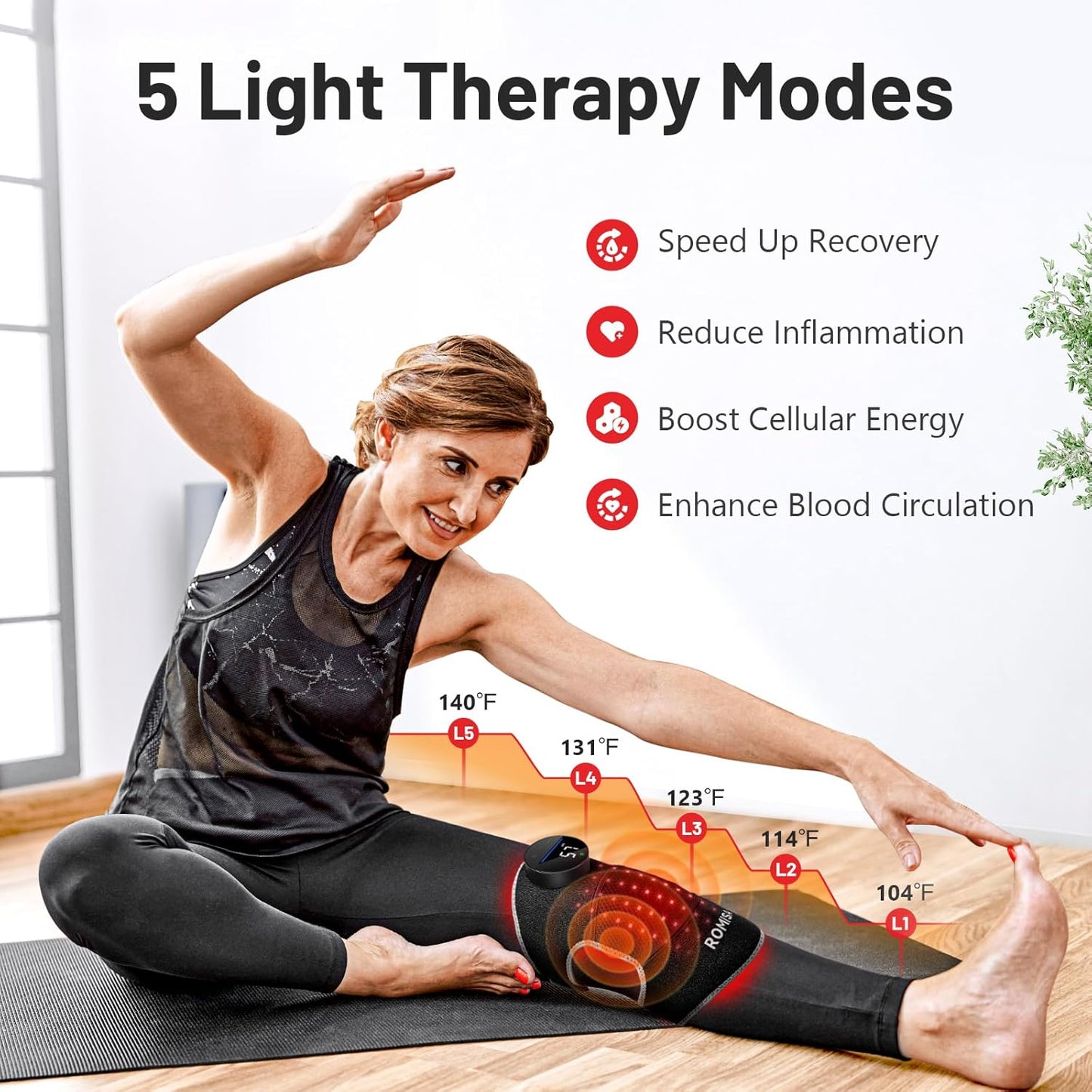 Red Light Therapy Knee Brace with Vibration Massage for Pain Relief