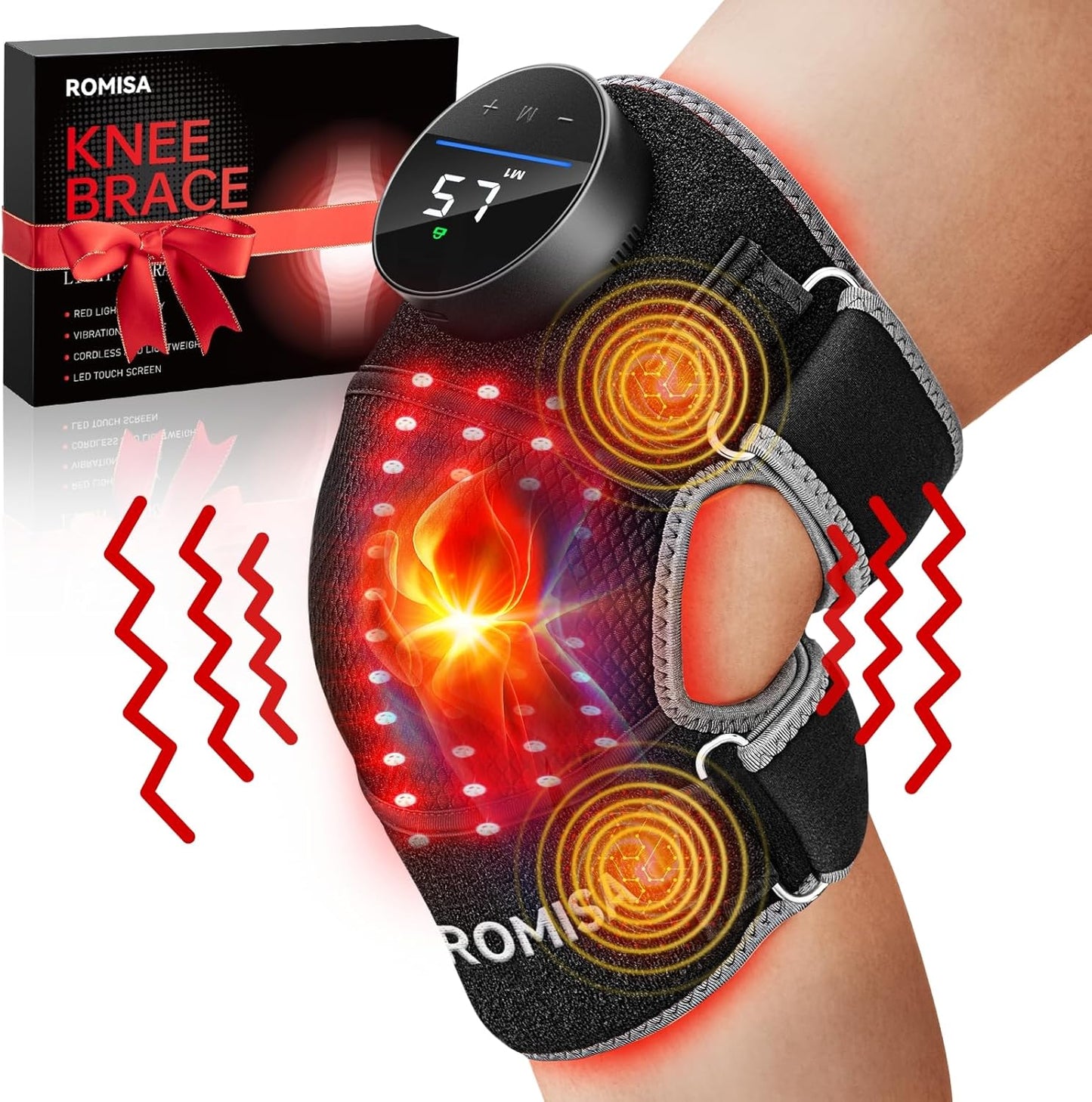 Red Light Therapy Knee Brace with Vibration Massage for Pain Relief
