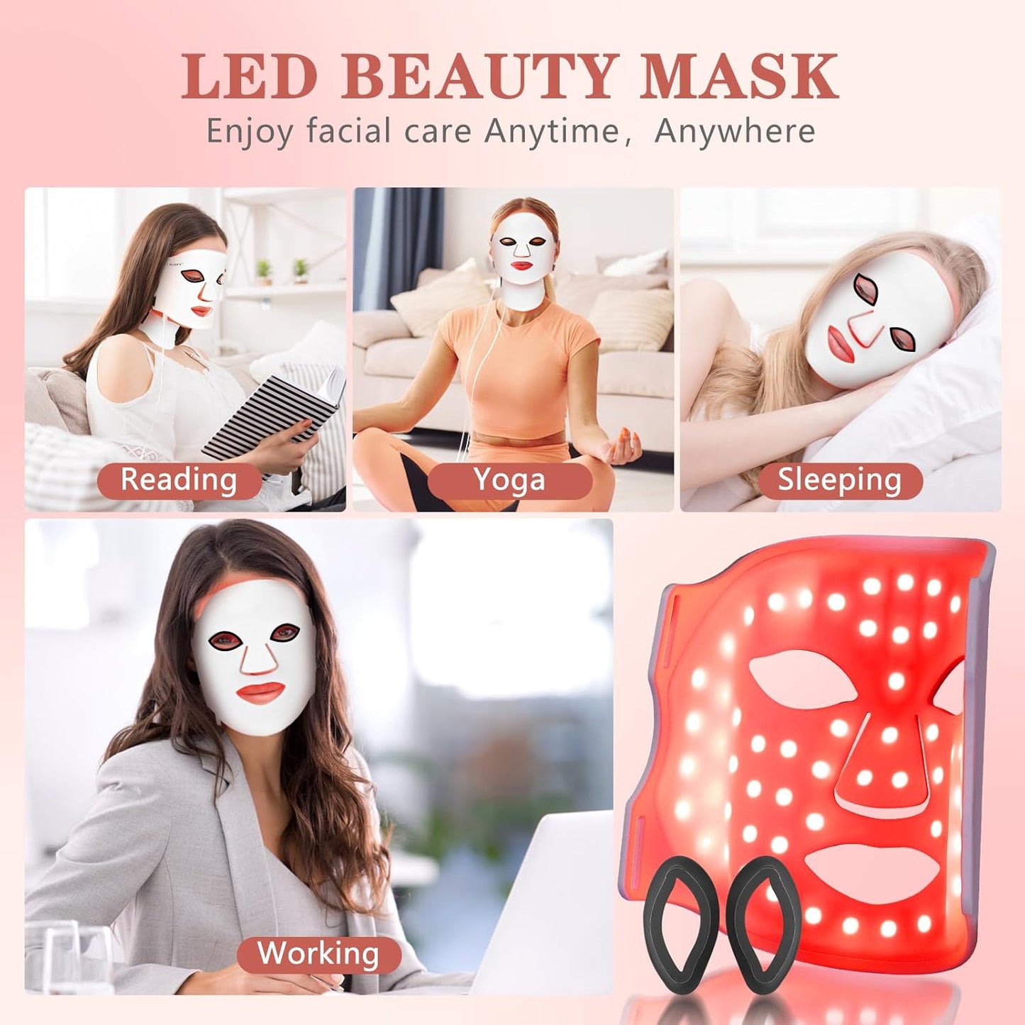 7-Color LED Facial Mask – Light Therapy for Face & Neck, 309 LEDs