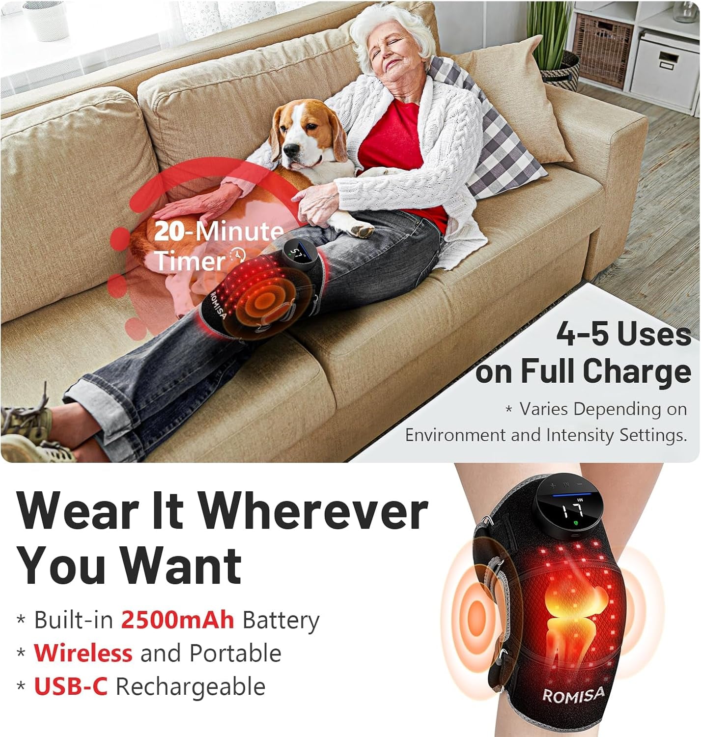 Red Light Therapy Knee Brace with Vibration Massage for Pain Relief