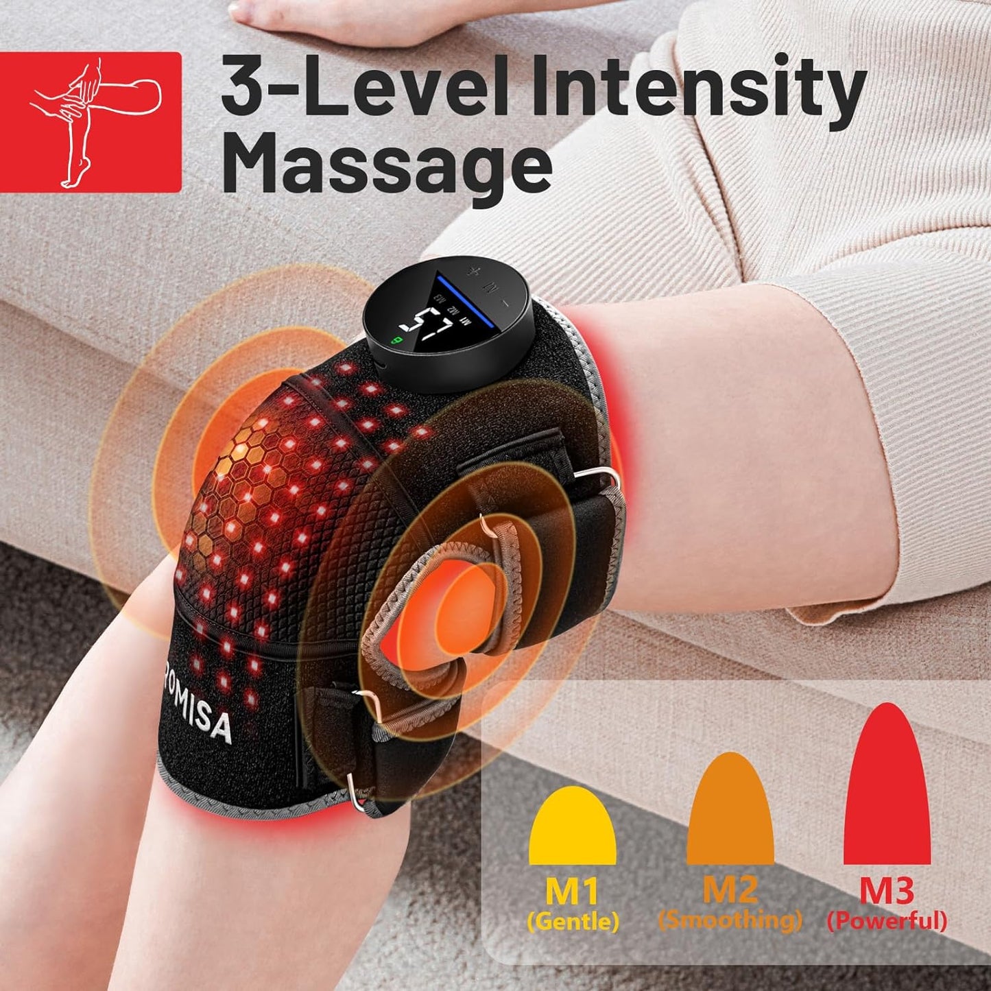 Red Light Therapy Knee Brace with Vibration Massage for Pain Relief