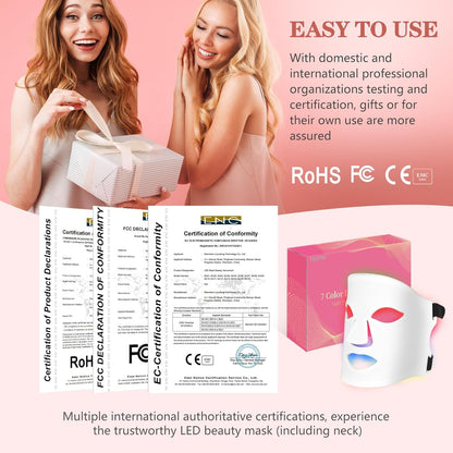 7-Color LED Facial Mask – Light Therapy for Face & Neck, 309 LEDs