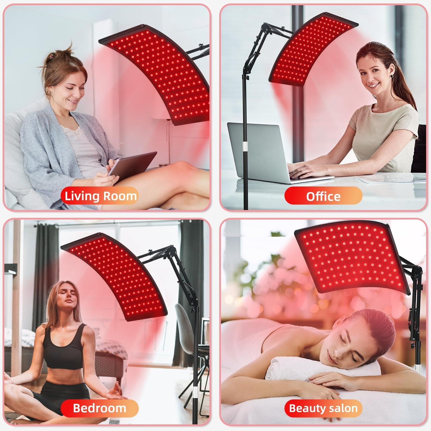 Red & Infrared Light Therapy Lamp – 660nm Red, 850nm Infrared, Adjustable Stand for Face & Body