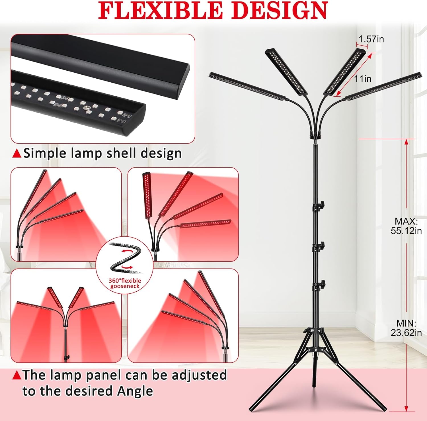 4-Head Red Light Therapy Device 