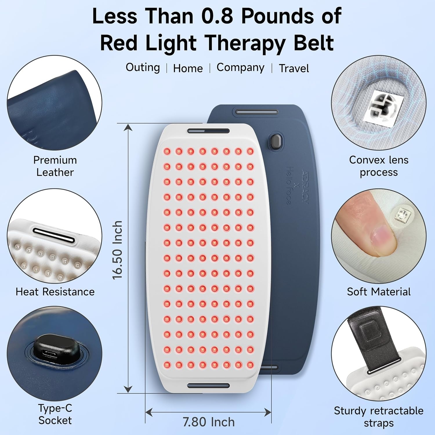 Portable Red Light Therapy Belt – 3 Modes for Pain & Wellness