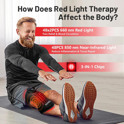 Red Light Therapy Knee Brace with Vibration Massage for Pain Relief