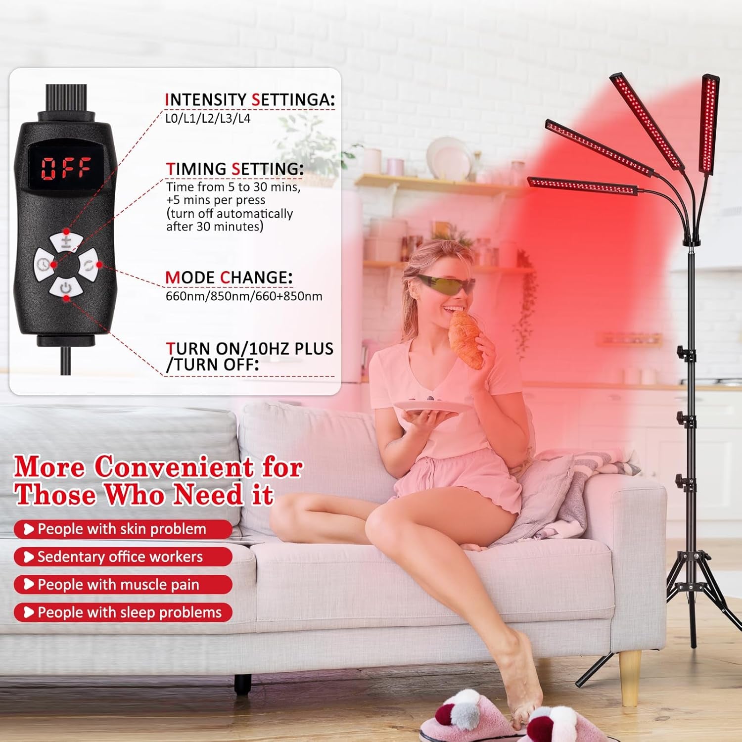 4-Head Red Light Therapy Device 